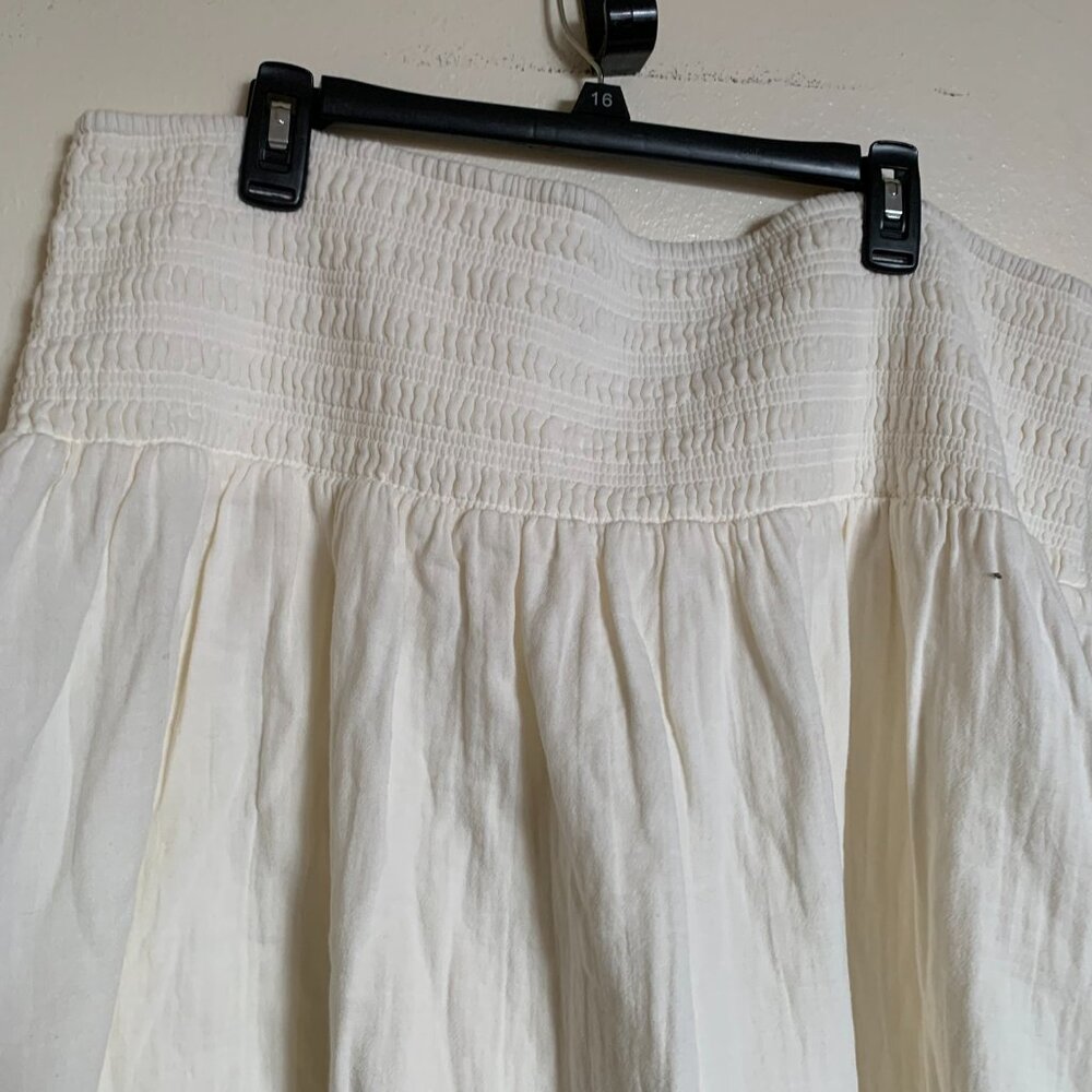 High-Waisted Crinkle Gauze Smocked Maxi Skirt SIZE L SEA SALT - Picture 7 of 11
